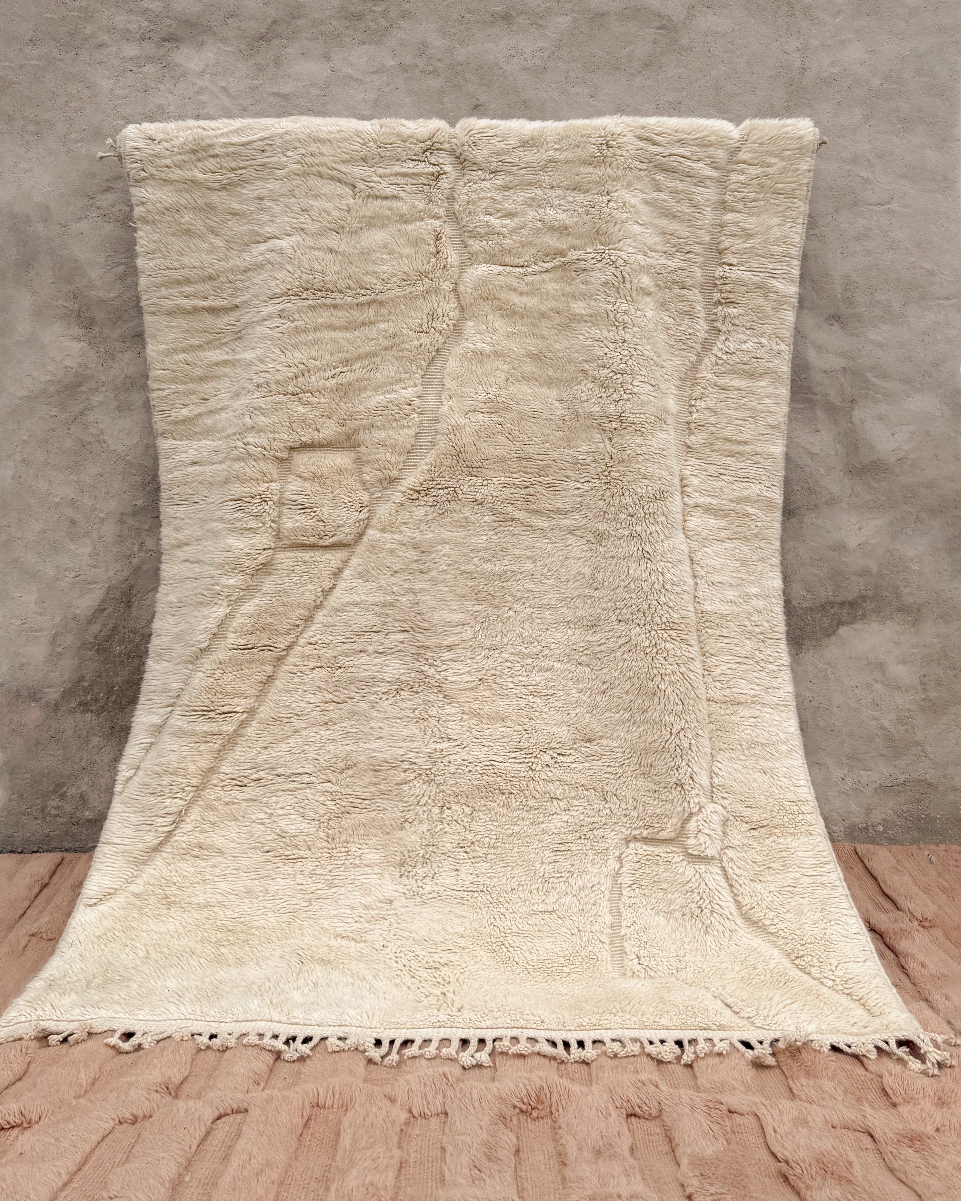 Beni Mrirt Moroccan wool rug No. 3, full view of handwoven natural wool carpet