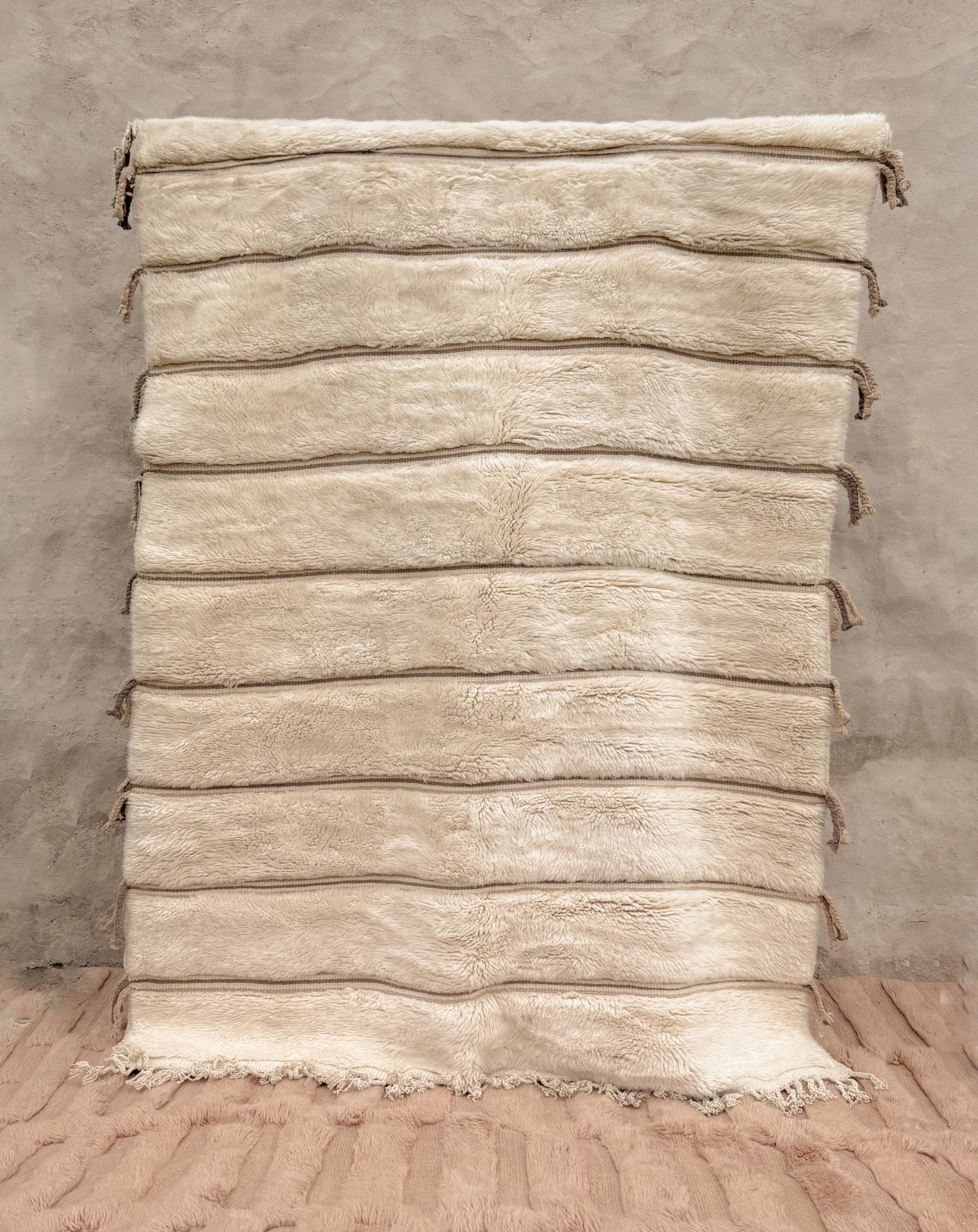 Authentic Moroccan rug with soft wool texture and geometric pattern