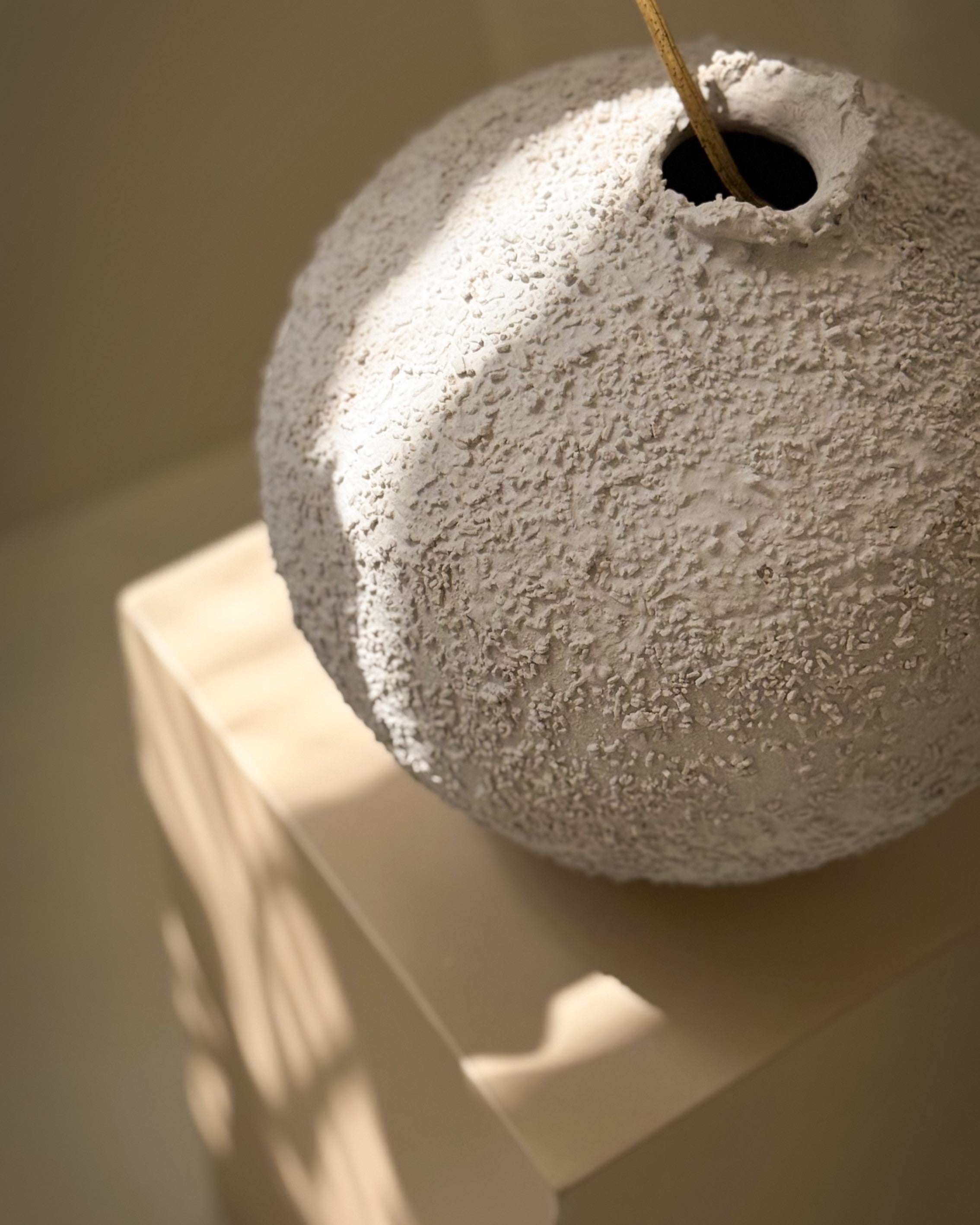 Sabi Vase no. 2, close-up of textured handmade white ceramic surface
