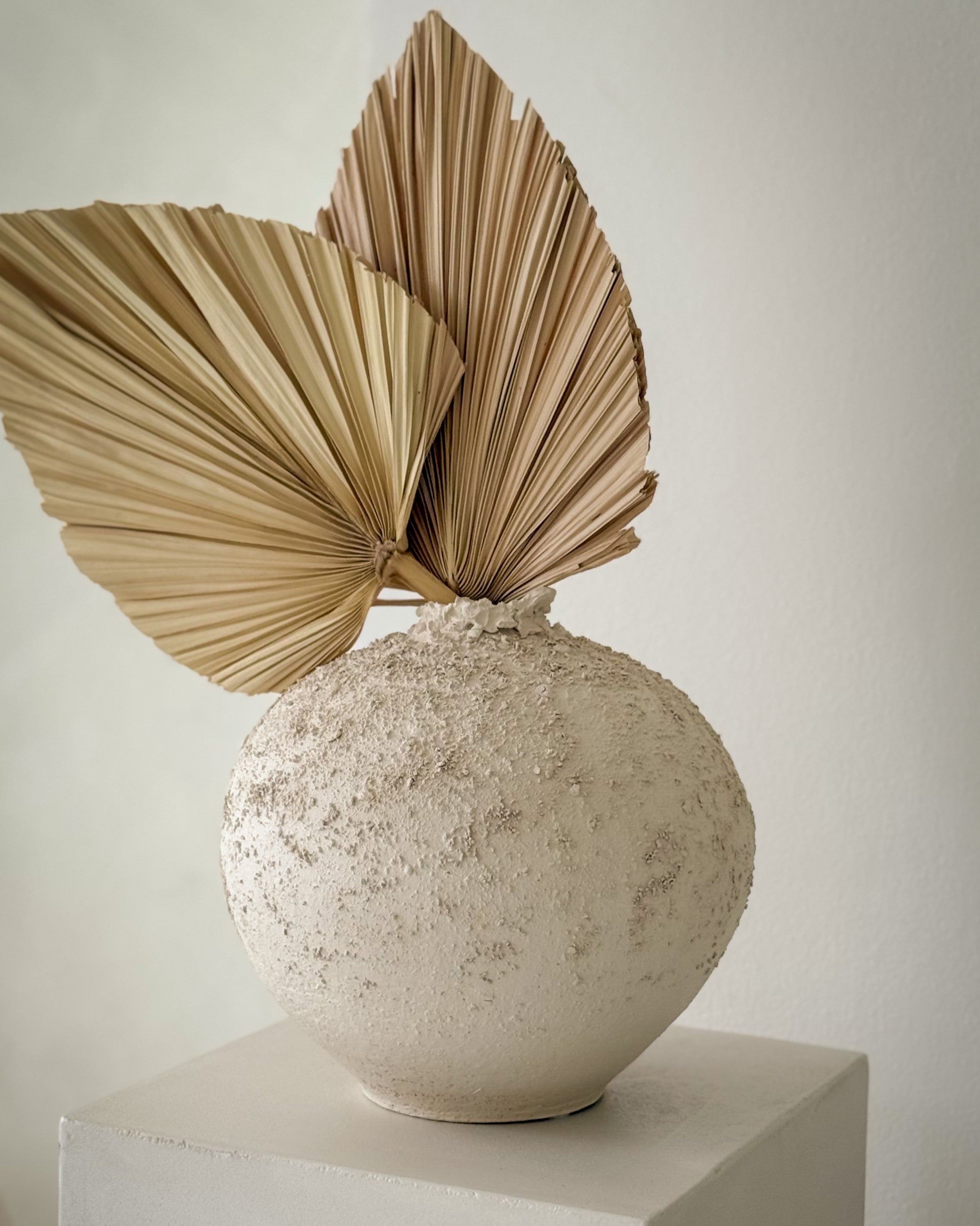 Handmade Sabi Vase no. 3, textured white ceramic surface with organic form