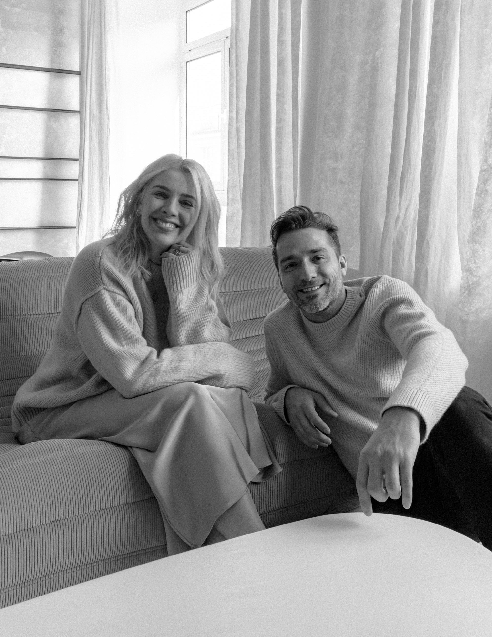 Zuzana and Pavel, founders of Syneste, creating handcrafted microcement tables, vases, and Moroccan rugs with timeless design and human touch.