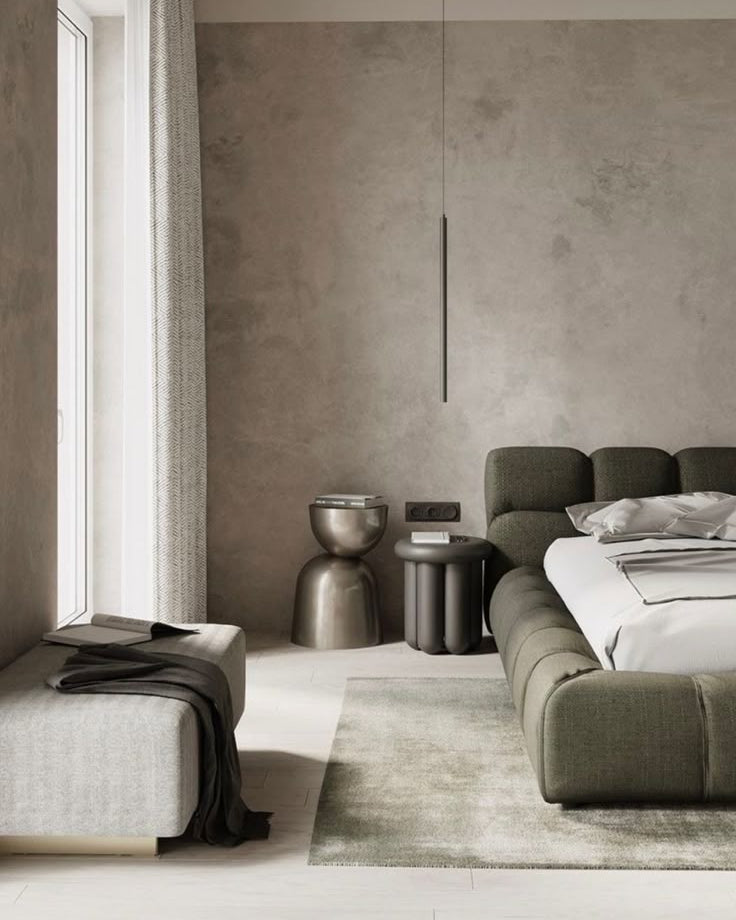Finishes inspired by organic materials such as stone, sand, and wood that introduce an earthy feeling and a connection to nature.