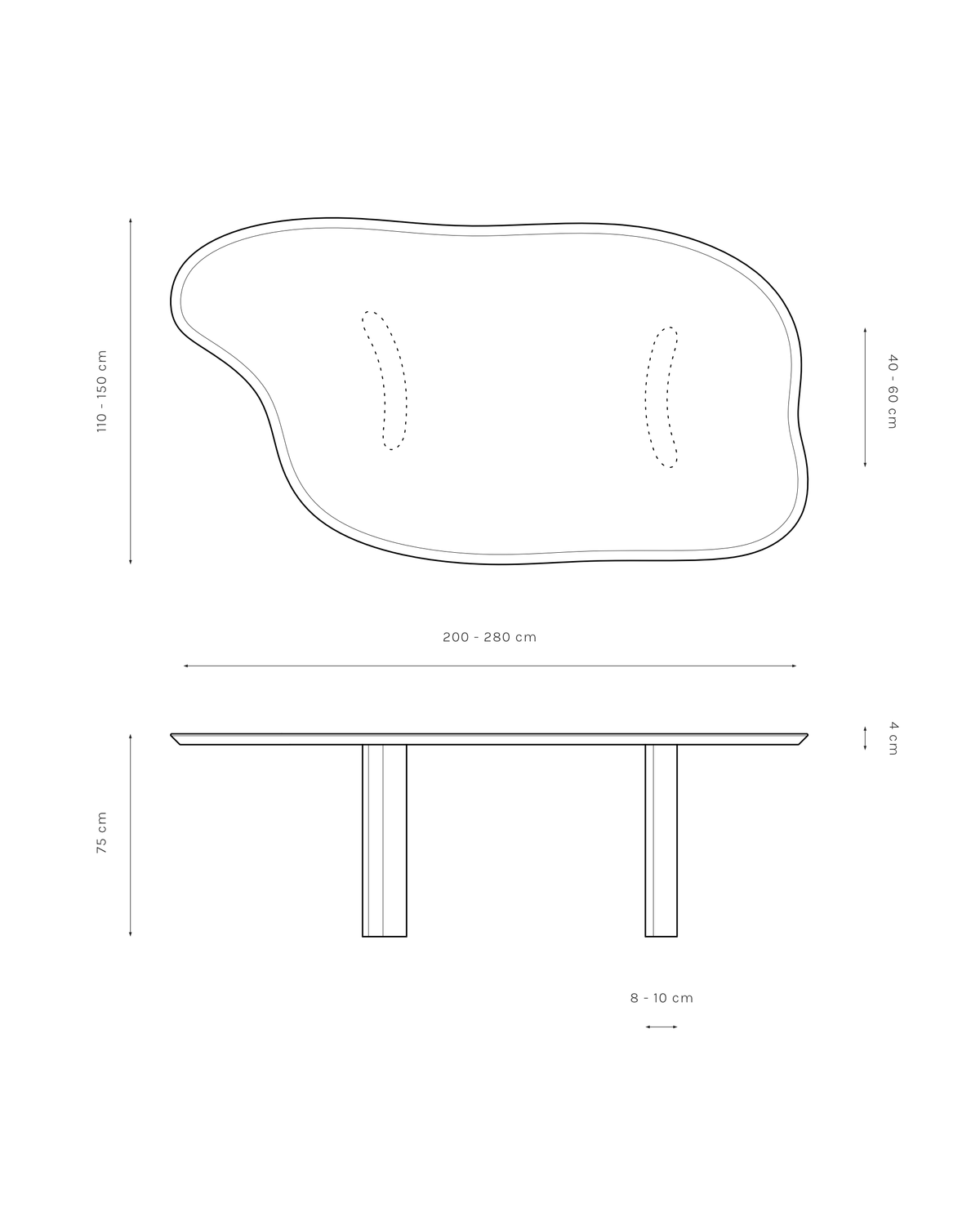 Kanso – Microcement Dining Table, Contour