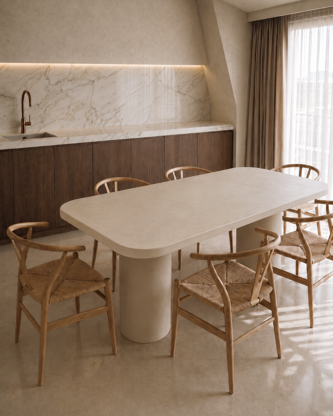 Kanso – Microcement Dining Table, Rounded Rectangle