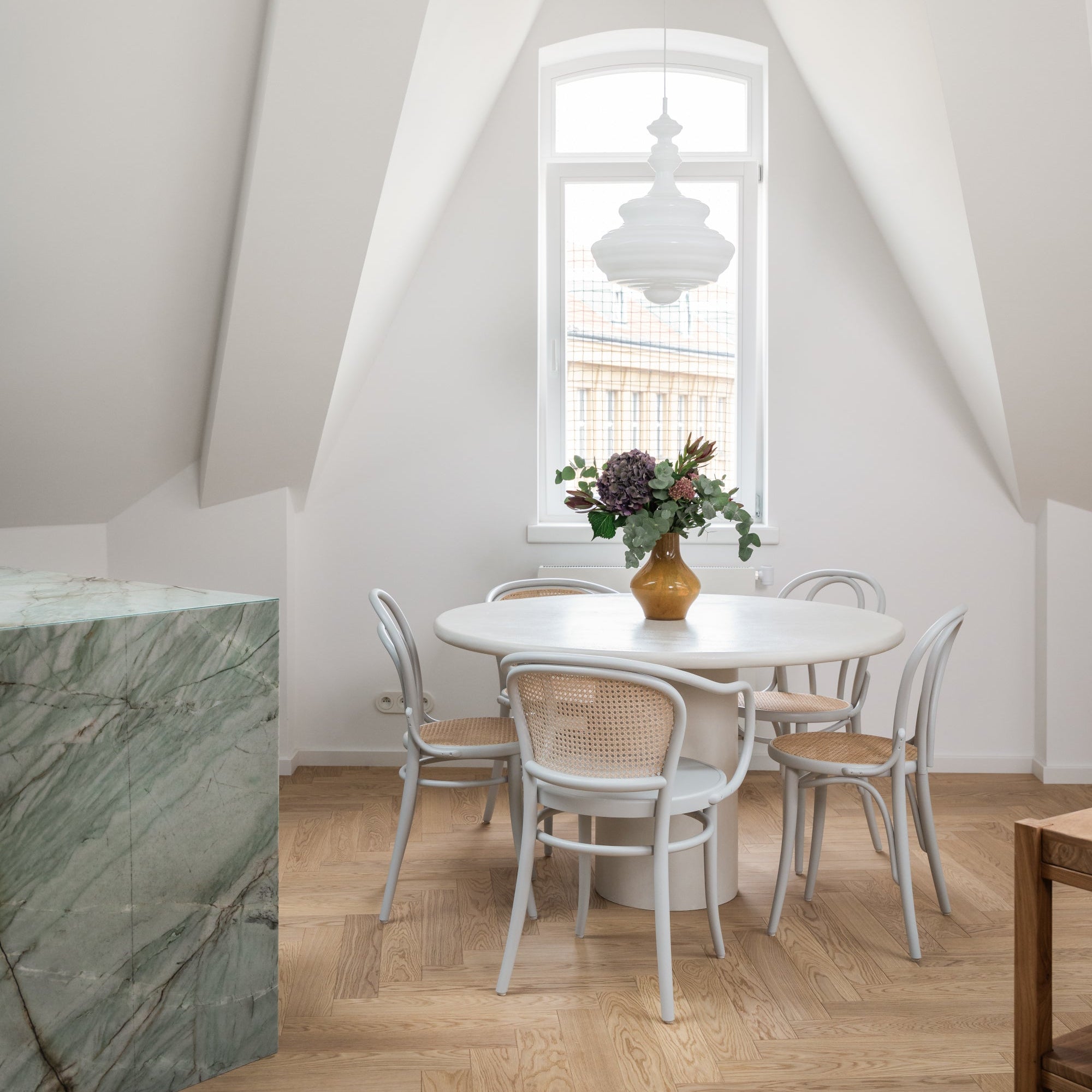 Kanso round microcement dining table