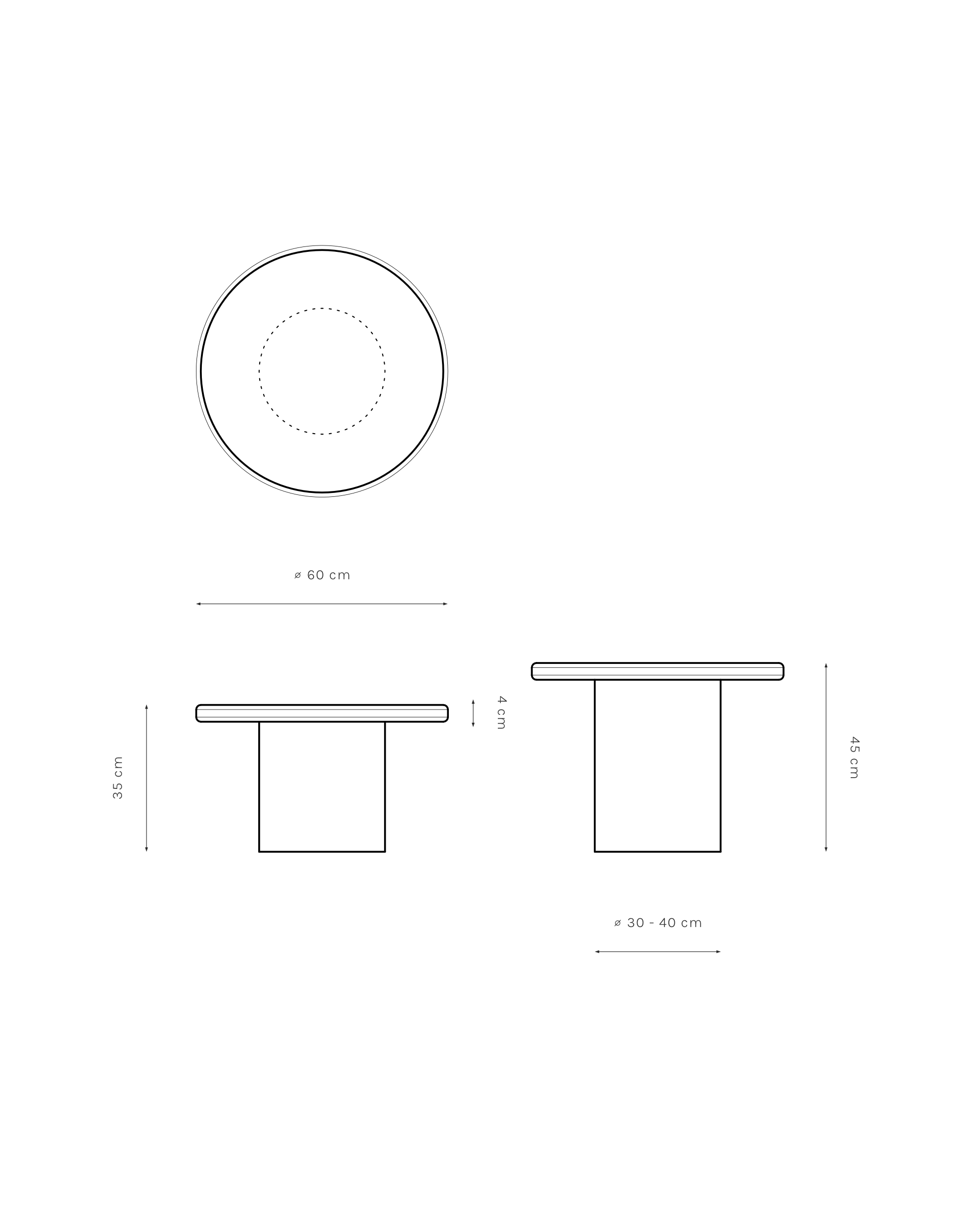 Kanso - Set stolků z mikrocementu, kulatý