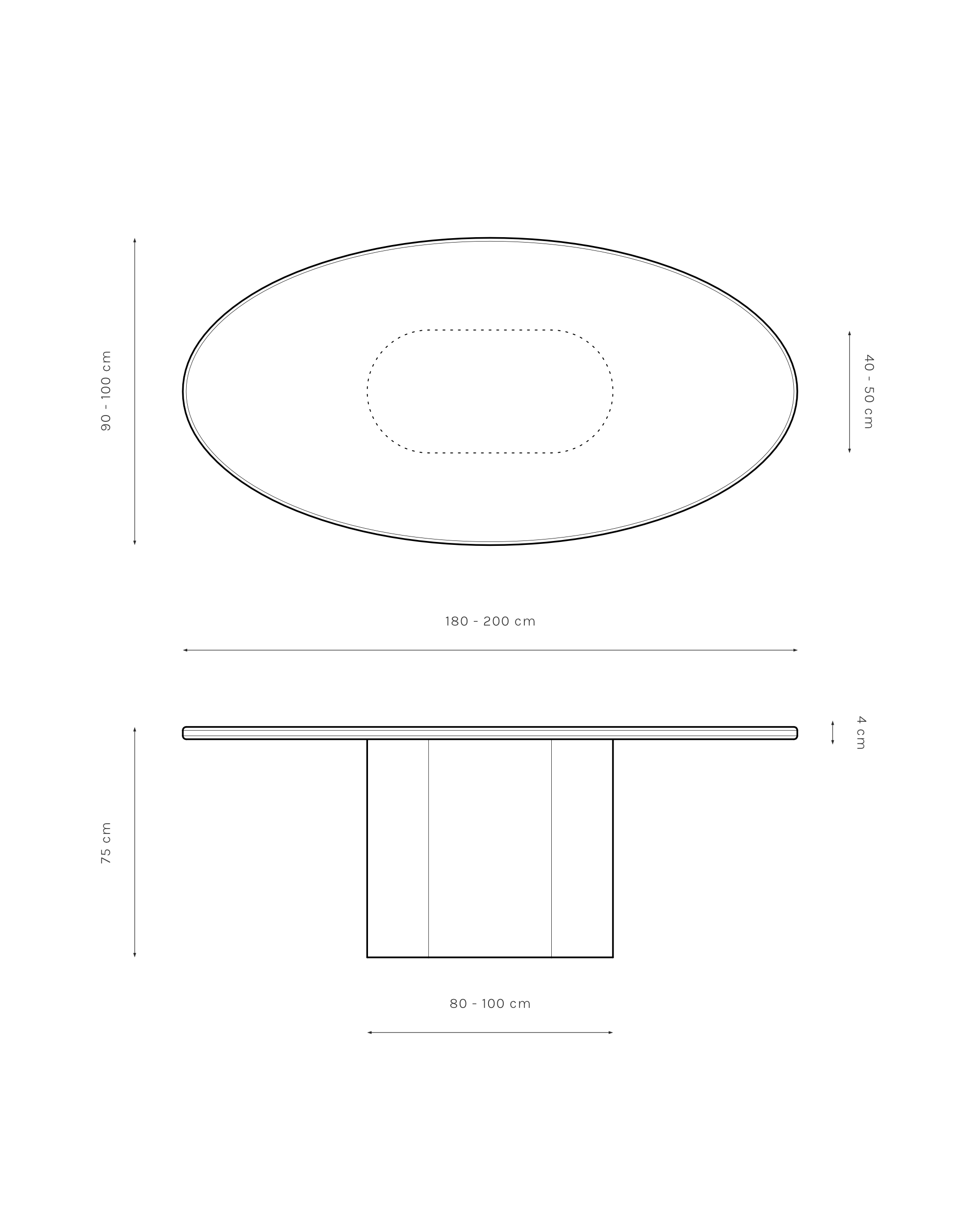 Kanso – Microcement Dining Table, Ellipse