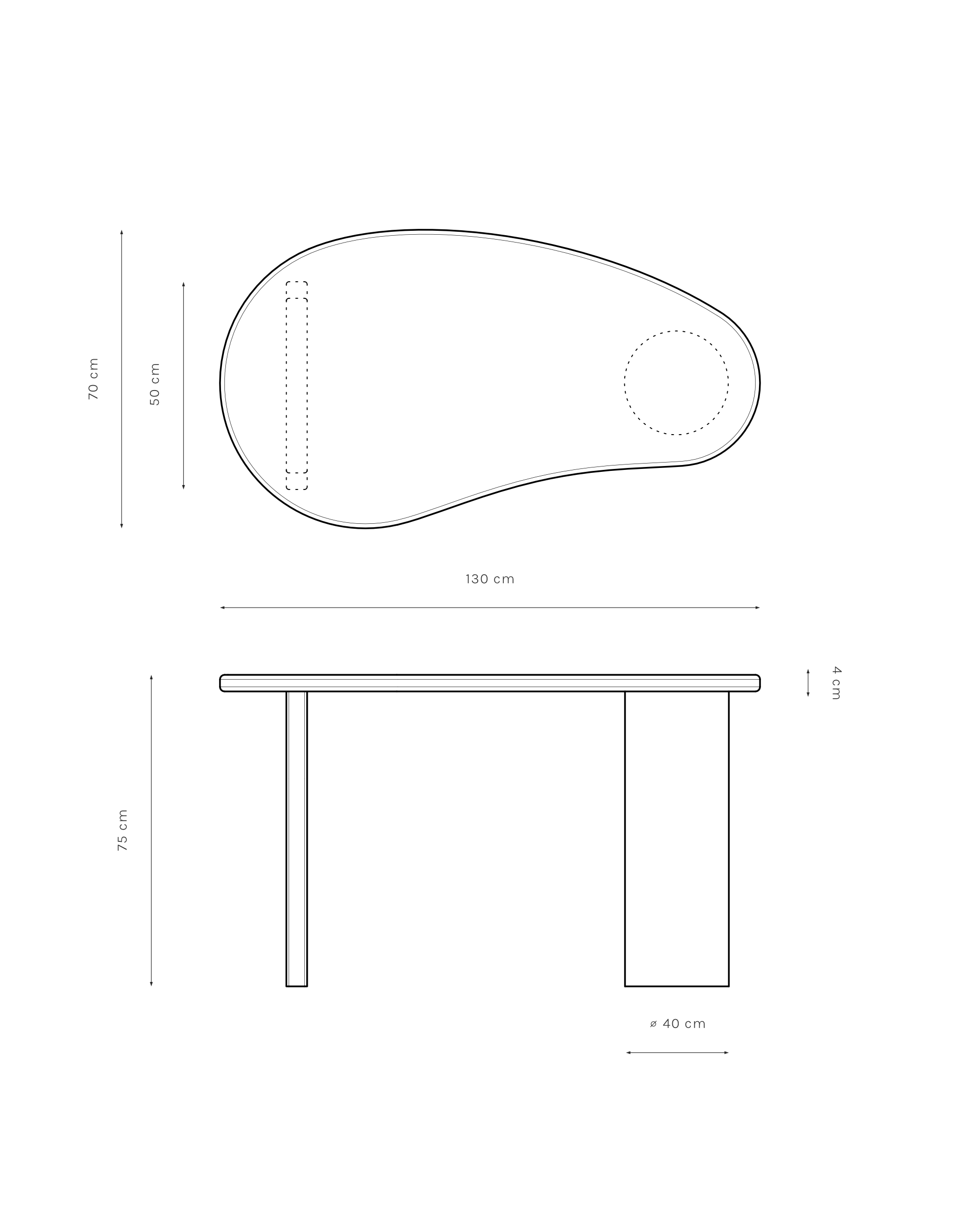 Kanso – Microcement Work Desk, Kidney Shape
