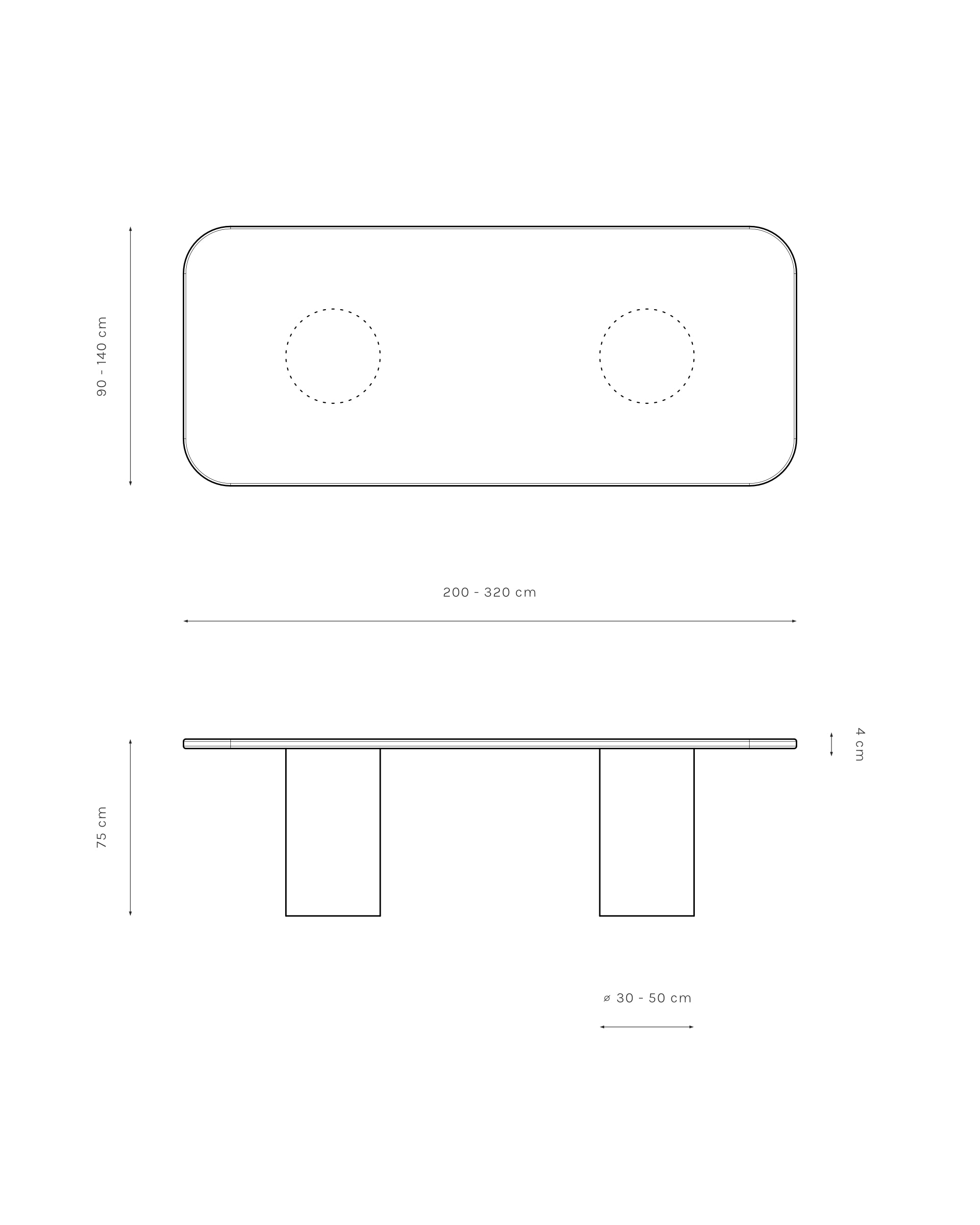 Kanso – Microcement Dining Table, Rounded Rectangle