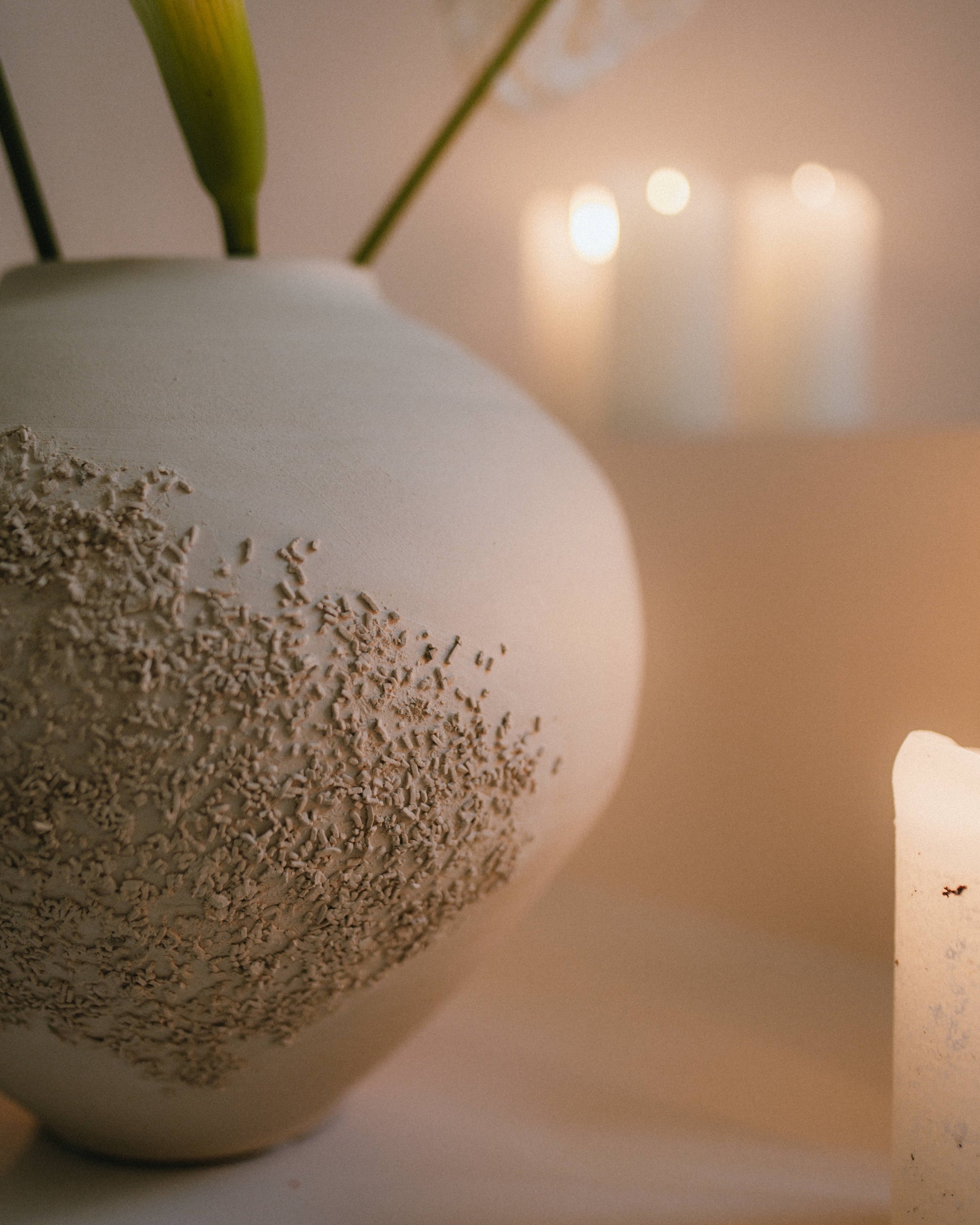 Sabi Vase no. 1, heart-shaped ceramic vase styled with flowers